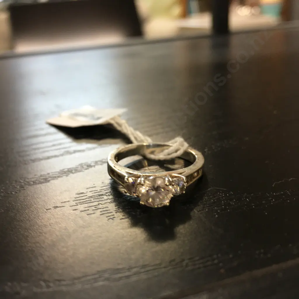 Sterling Silver Ring With Clear Stones Stamped 925 Image 1++
